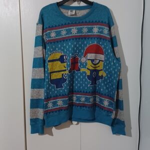 ME Makeover Essentials Blue and Gray Minion Crewneck Sweater